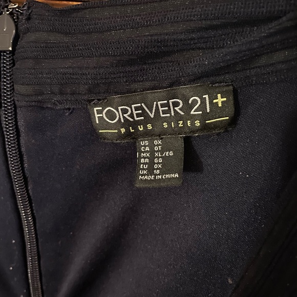 Navy Fit N Flare Mesh Striped Overlay Skirt - Picture 3 of 3